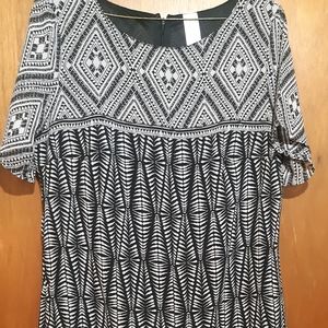 Medium mid length dress.